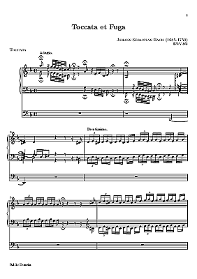 Toccata e Fuga  em Dminor, de autoria de  Bach, BWV 565