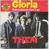 uma das capas do compacto Baby Please Don't Go e Gloria