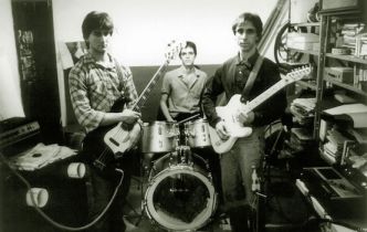 Angelo, Claudio e Fabio durante ensaio em 1985
